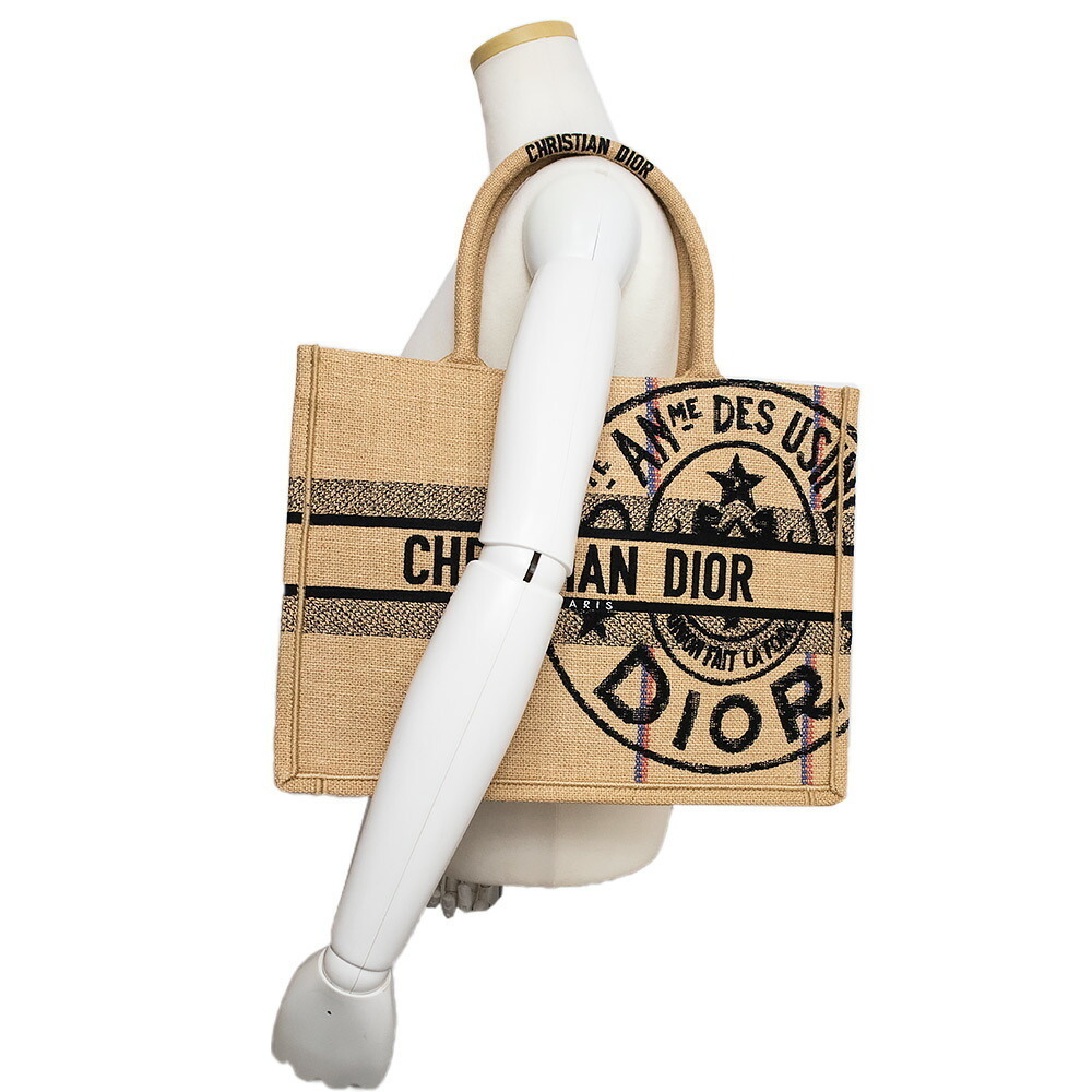 Christian Dior Book Tote Bag Canvas Beige Black - Picture 7 of 9